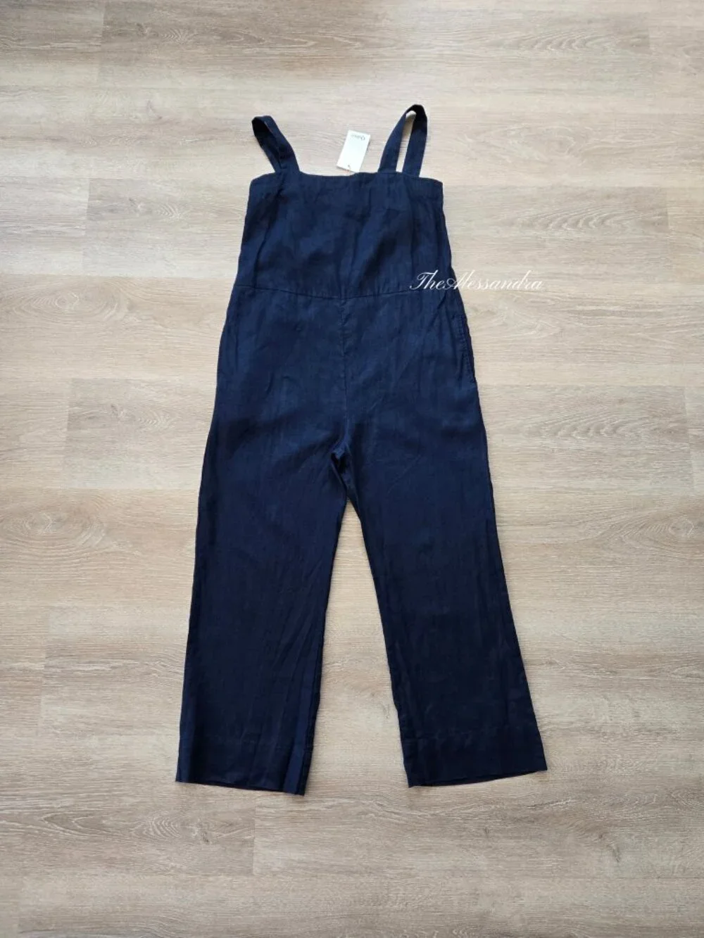 Quince European Linen Square Neck Jumpsuit Deep Navy Size S New With Tags